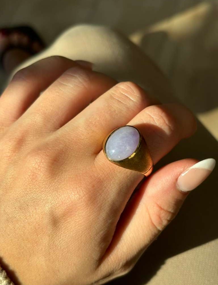 14kyg Mns Lavendar Jade Ring 9.3cttw