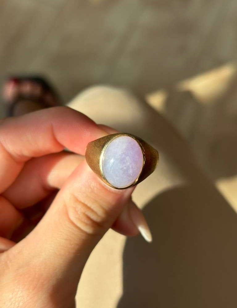 14kyg Mns Lavendar Jade Ring 9.3cttw