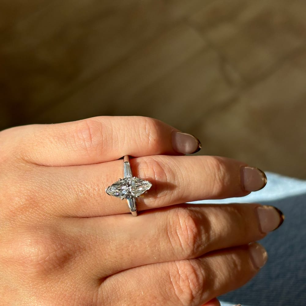 Platinum LGD Ring 1.87 Marquise Natural Tapered Side 0.32cttw 4.22gr