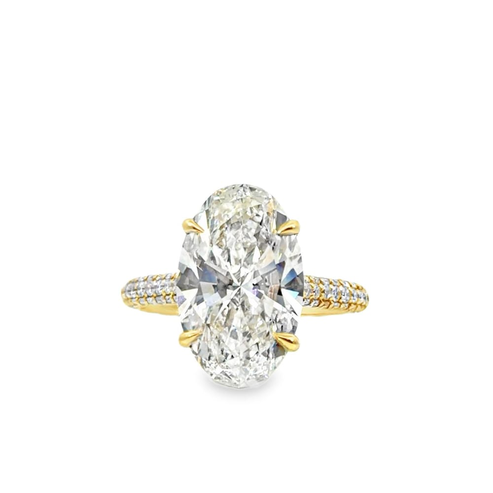 6.71ct F VS1 Lab Grown Oval Cut Engagement Ring
