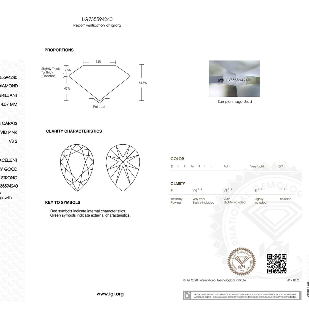 2.04 Fancy Vivid Pink VS2 Center 1.5ct side stones