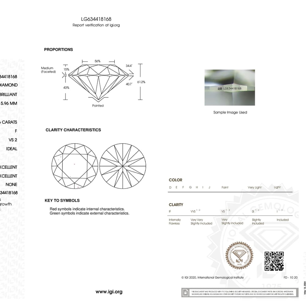 PD LGD Ring RB 3.46 F VS LGD Sides 2.0ctw F VS2 9.8gr. IGI #LG634418168