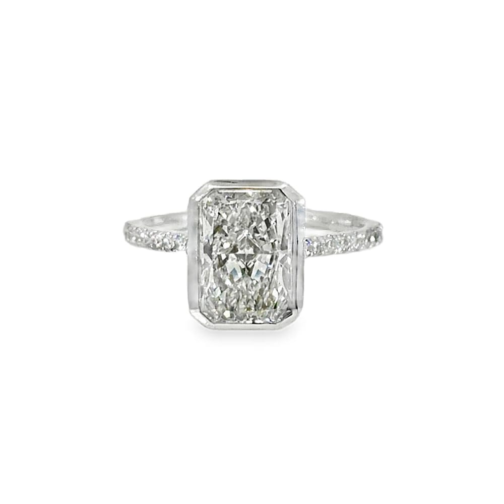 14k White Gold Lab Grown Radiant 3.02 F VS2 GSI #D71706930614 0.36 LAB SIDES 3.13GR