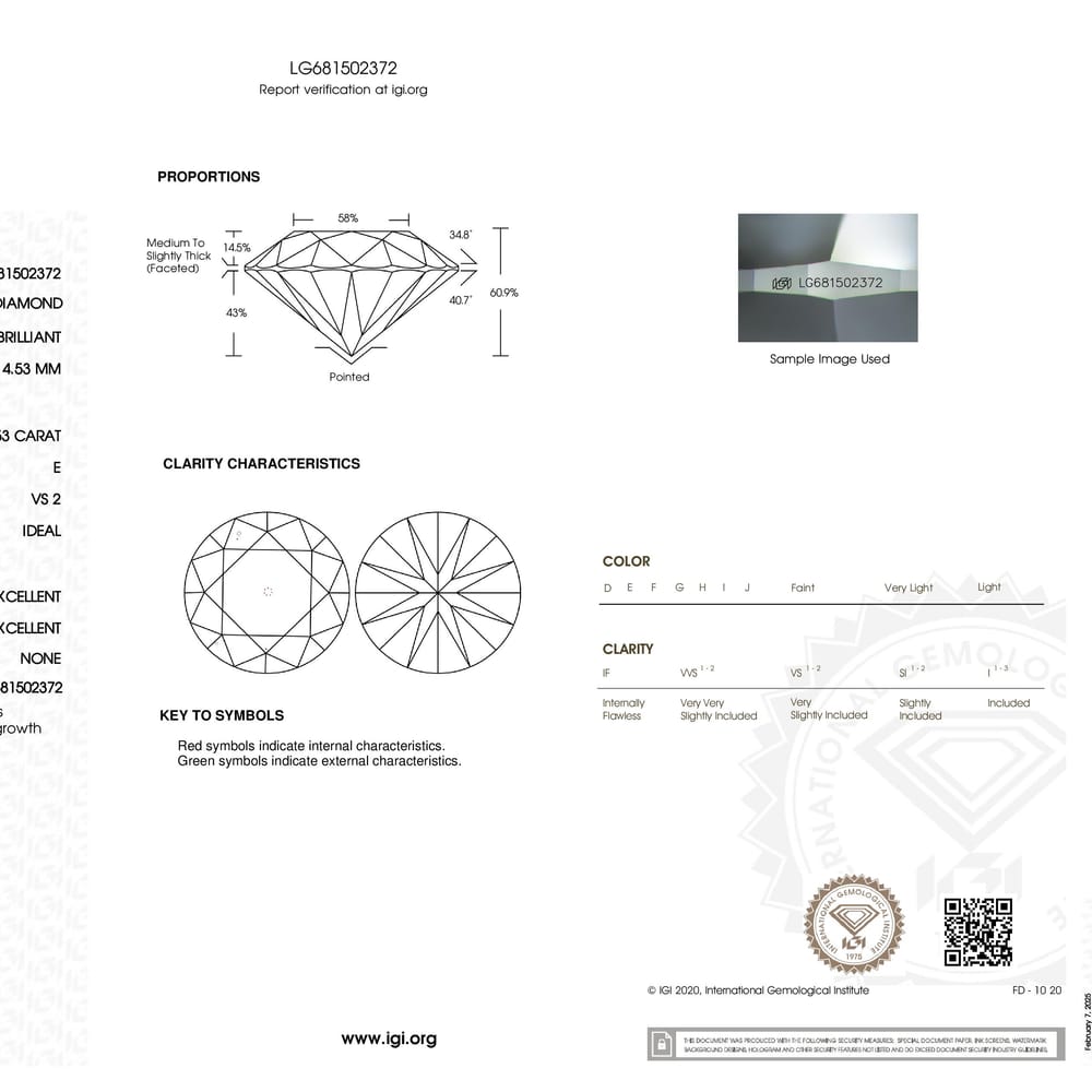 Pltnm. LGD Dia Ring 1.53 E VS2 IGI # LG681502372 sides 2.31cttw 7.79gr