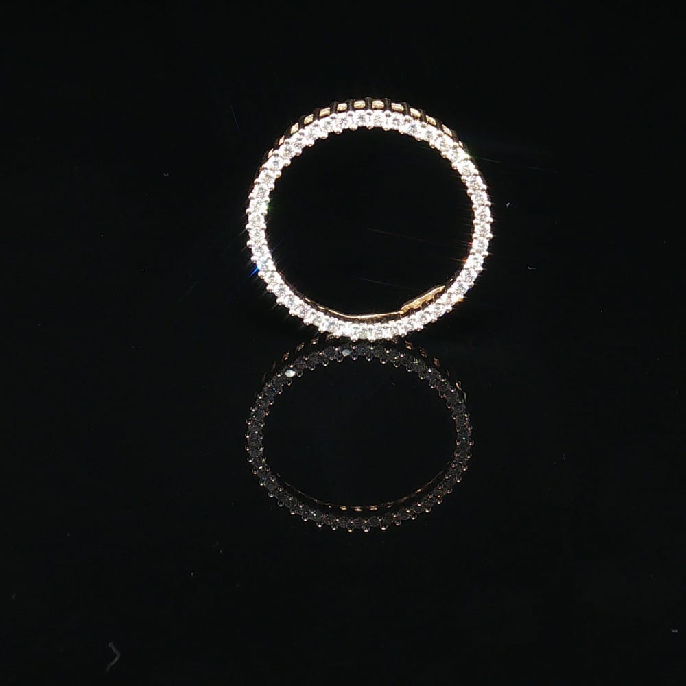 Vintage 14K Yellow Gold Diamond Open Circle Pendant Round Eternity Halo
