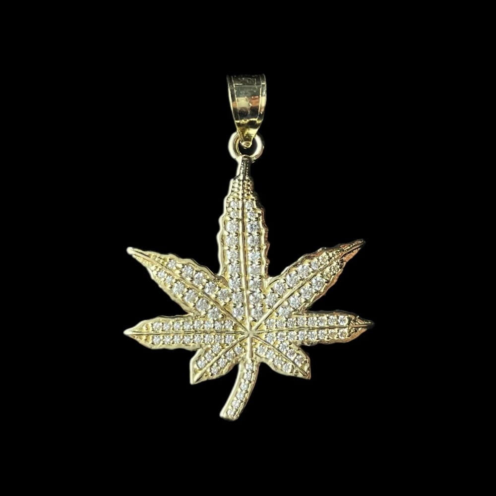 Vintage 10k Yellow Gold CZ Marijuana Leaf Charm 2.3 Grams